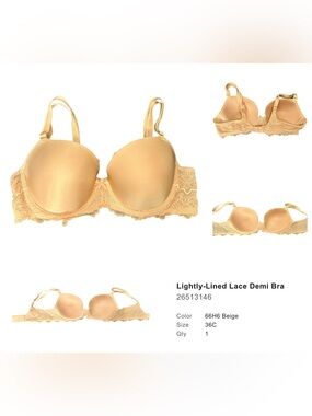 Victoria's Secret Lace Lightly Lined Demi Bra - 36C - Beige